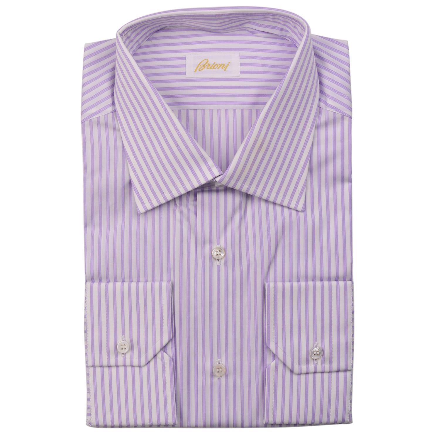 NEW Brioni Pink Striped Dress Shirt REG FIT 100% Cotton EU39//US15.5  im Angebot