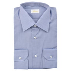 NEW Brioni Grey Blue Leffe Dress Shirt REG FIT 100% Cotton EU39/US15.5 