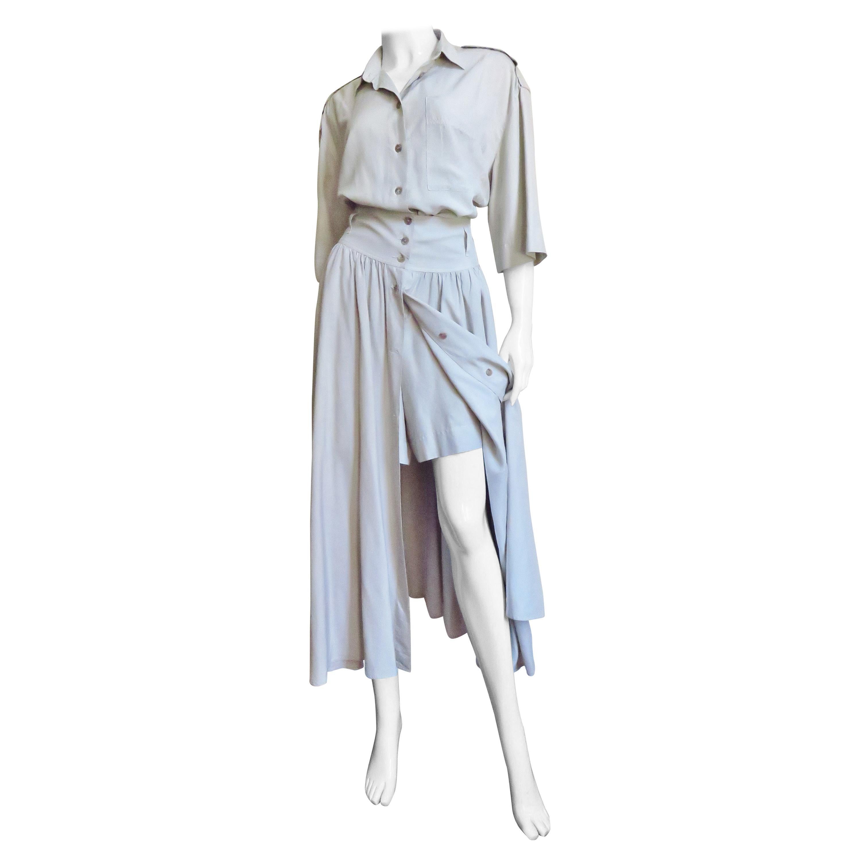 Byblos Silk Romper and Overskirt 1980s For Sale
