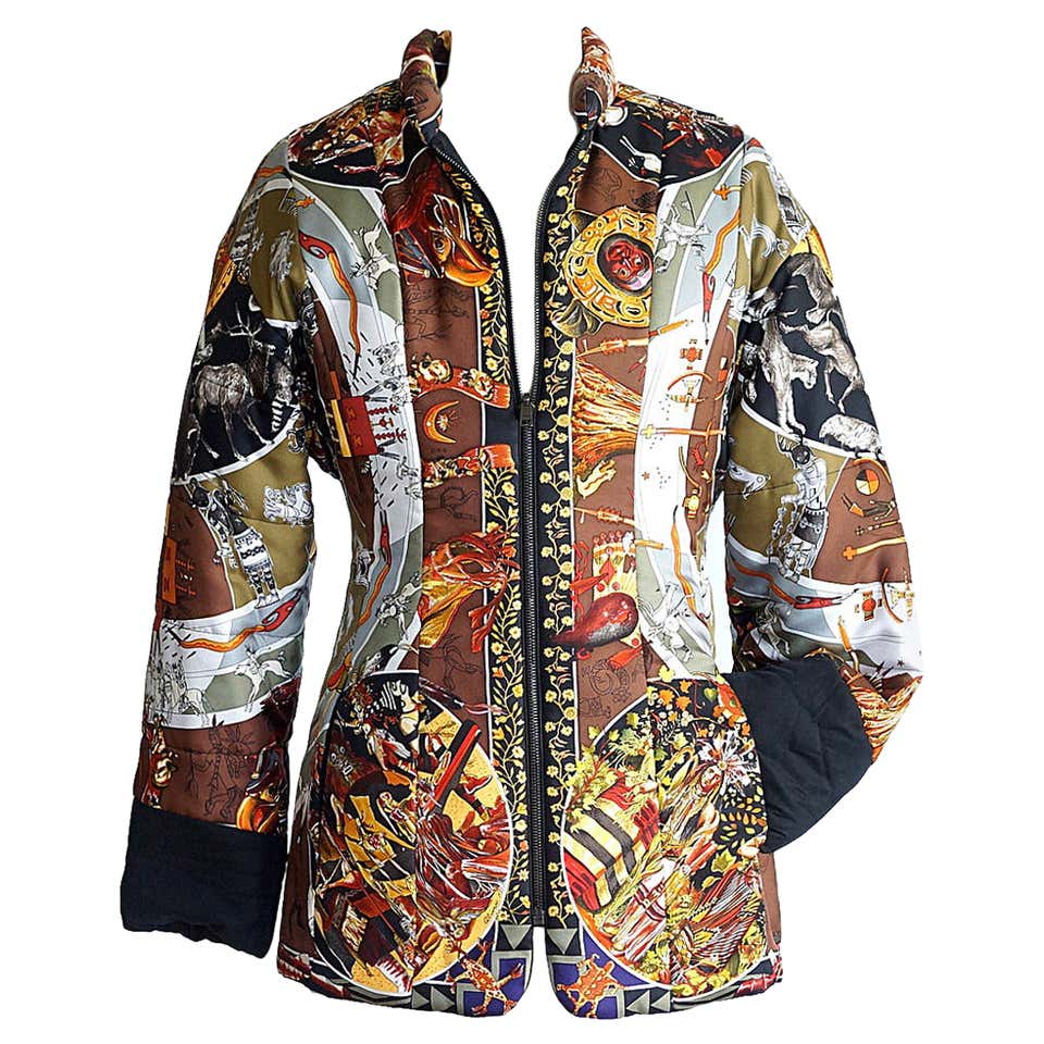 Hermes Vintage Jacket Le Carnavale de Venise Reversible Scarf Print 36 ...