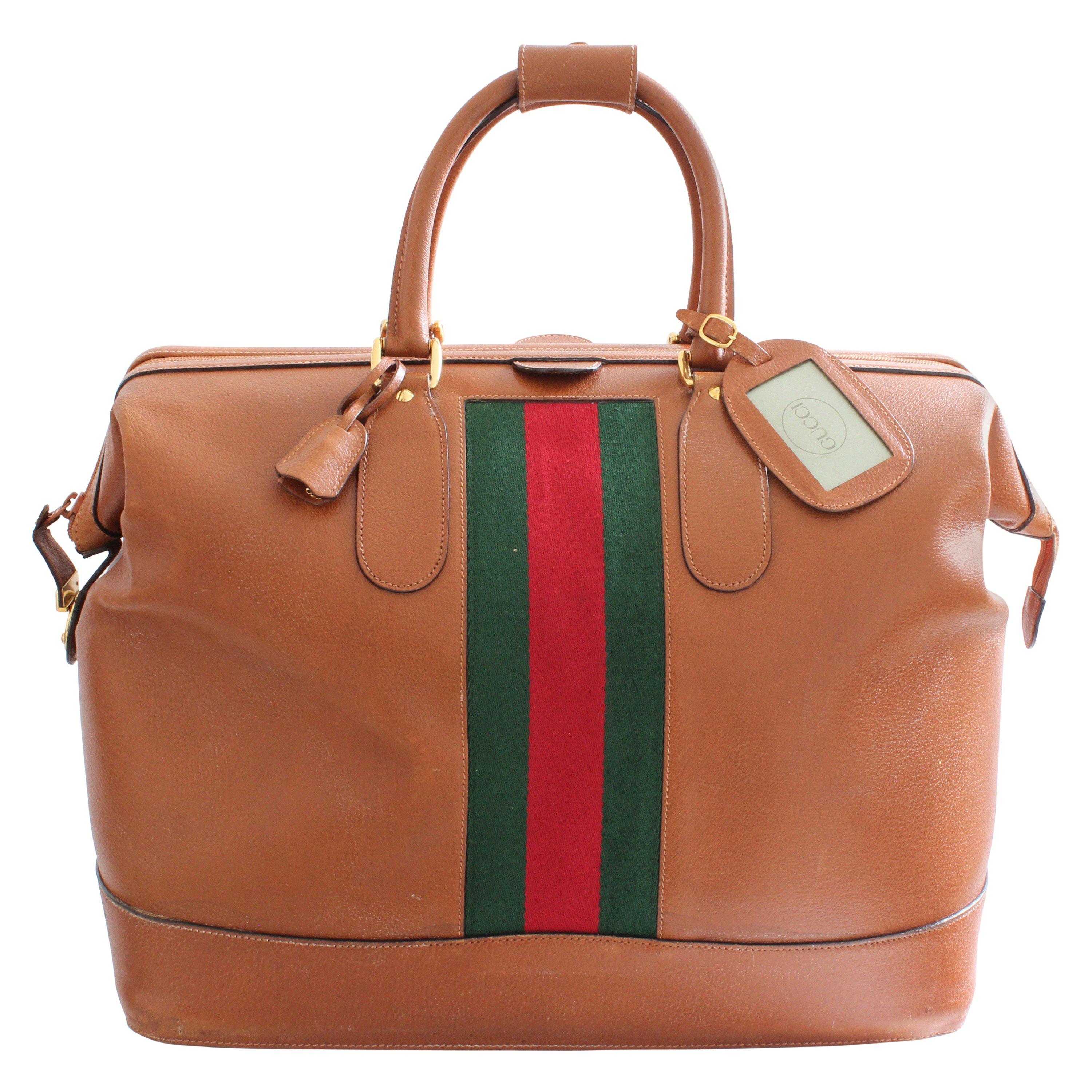 Rare Gucci Saddle Leather Doctors Bag Duffel 50cm Weekender Luggage Vintage 