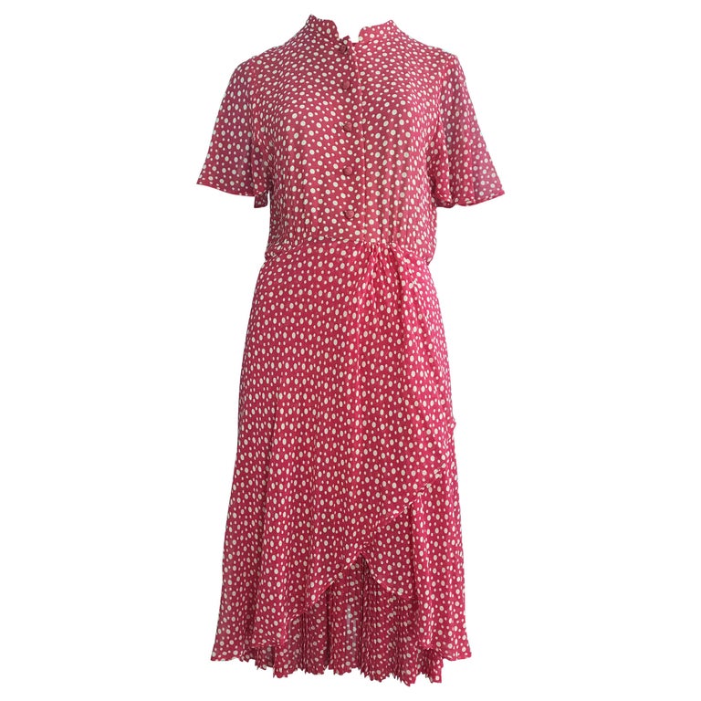 Valentino Couture Pink Dress with White Polka Dots at 1stDibs