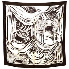 Gres Cream/Black Arch Architecture Print Silk Scarf
