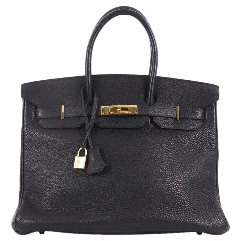 Hermes Birkin Handbag Noir Togo with Gold Hardware 35 at 1stDibs