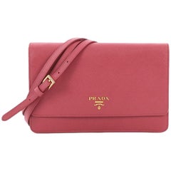 Prada Wallet on Strap Saffiano Leather Small