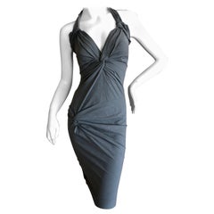 Christian Dior by Galliano Gray Stretch Cotton Bodycon Knot Dress