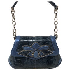 Judith Lieber Blue Evening Bag Croc