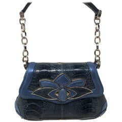 Judith Lieber Blue Evening Bag Croc