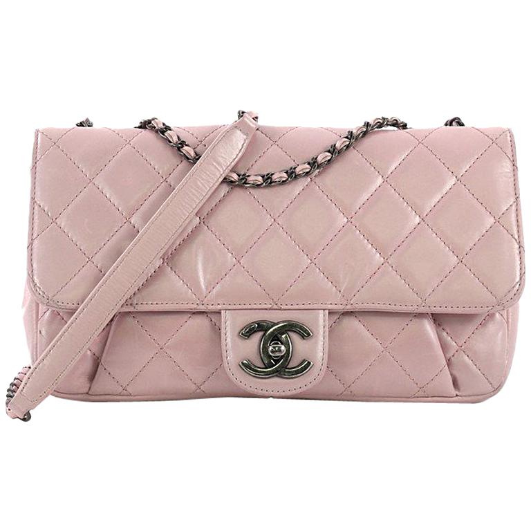 Chanel Pleated Chain Flap Bag Quilted Calfskin Medium