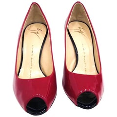 Giuseppe Zanotti Red Cowhide Lether Fish Beak Shoes Size 34.5