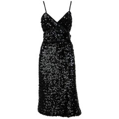 1960 Artisanal Black Sequined Dress