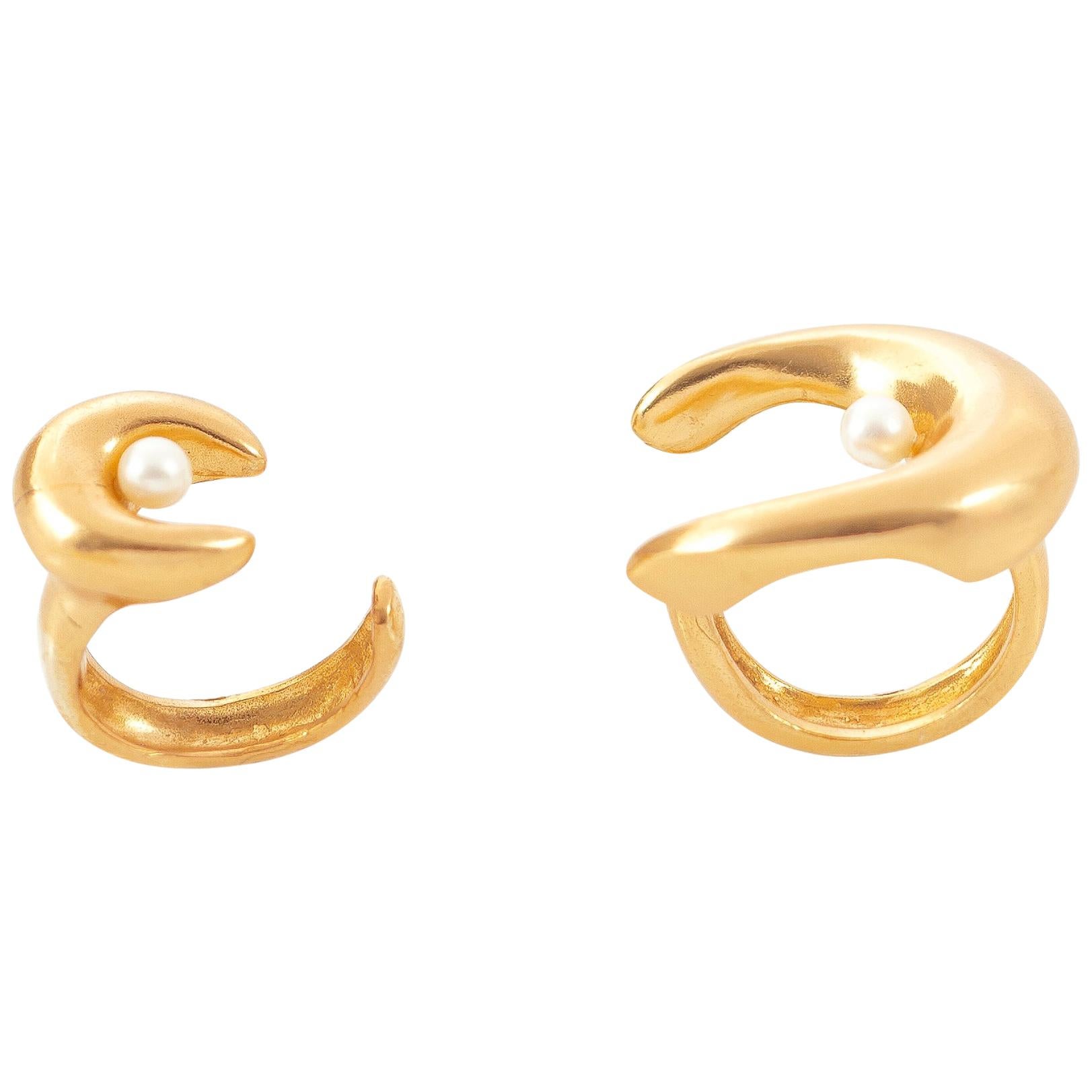 Giulia Barela 24 Karat Gold Plated Bronze Double Brancusi Ring For Sale