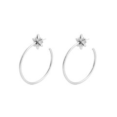 Giulia Barela Fine Silver Hoop Stars Large Earrings