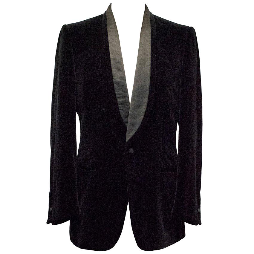 Yves Saint Laurent Black Velvet Blazer Size IT 52R  For Sale