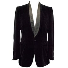 Yves Saint Laurent Black Velvet Blazer Size IT 52R 