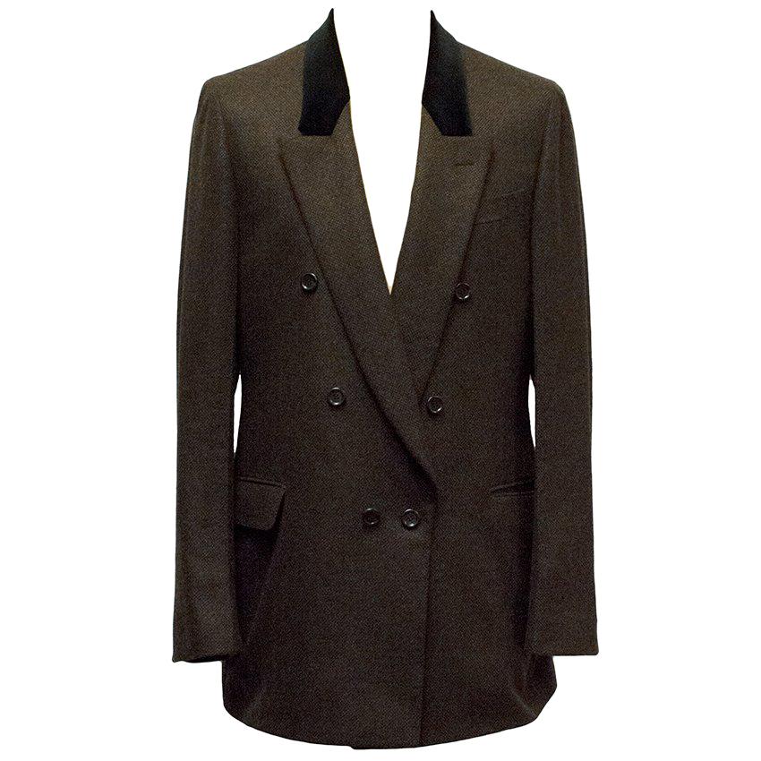 Yves Saint Laurent Double Breasted Brown Blazer Size IT 52R For Sale