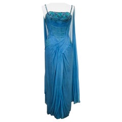 Vintage A French Carven Couture Chiffon Evening Dress numbered 11150 Circa 1960/1970