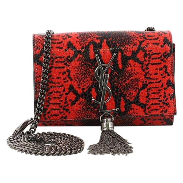 Saint Laurent Classic Monogram Tassel Crossbody Bag Snakeskin Embossed Leather S