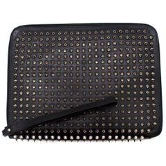 Christian Louboutin Black Cris Spiked Leather Ipad Case 