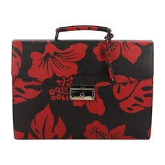 Prada Key Lock Briefcase Printed Saffiano Leather Large