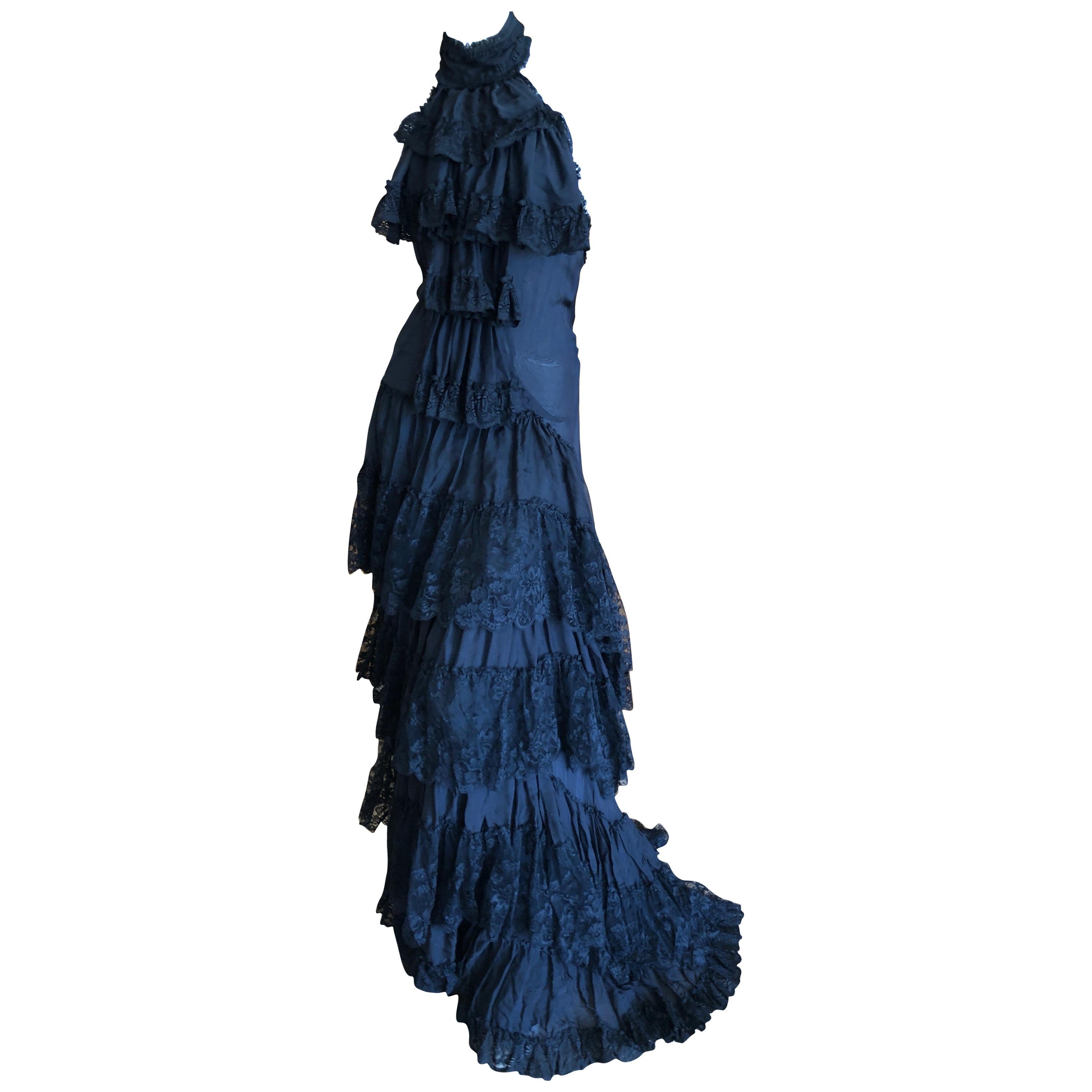 Roberto Cavalli for Just Cavalli Vintage Black Lace Layer Halter Dress