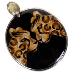 Sopho Gongliashvili Cloisonńe Emaille Leopard Topas Manschettenarmband