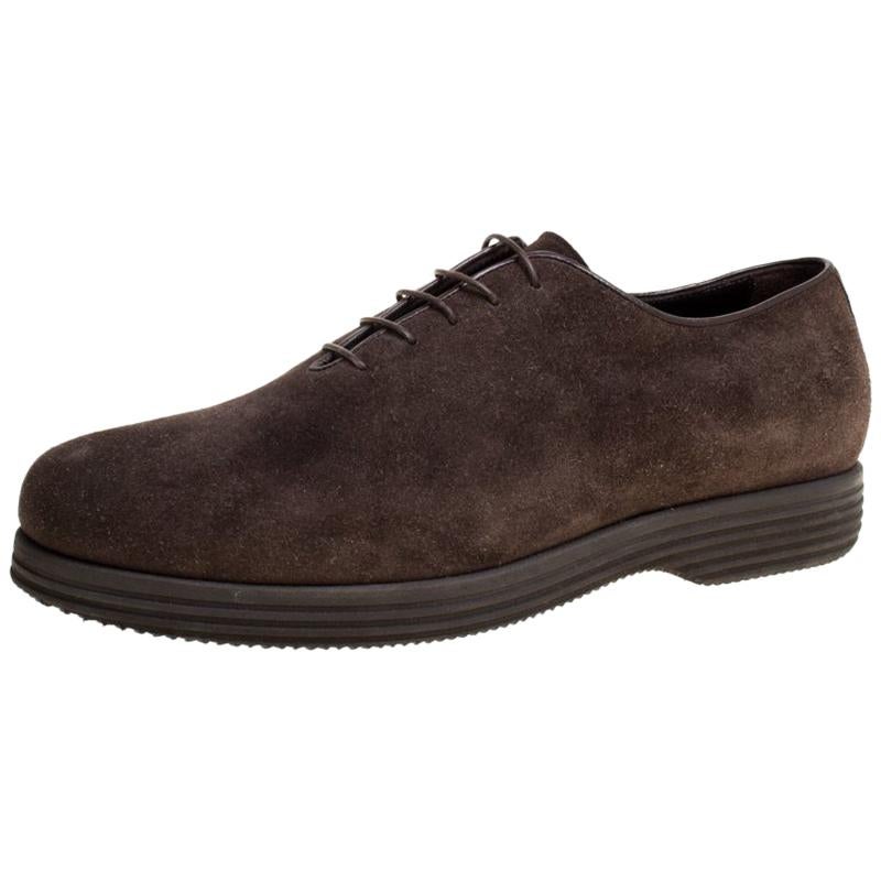 Giorgio Armani Brown Suede Oxfords Size 42.5 For Sale at 1stDibs