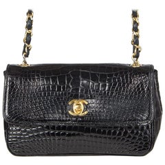 Chanel black Crocodile MINI FLAP CC Shoulder Cross Body Bag