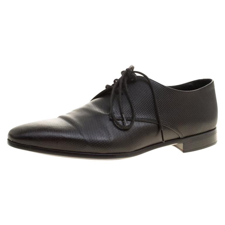 Giorgio Armani Black Textured Leather Lace Up Oxfords Size 41 For Sale ...