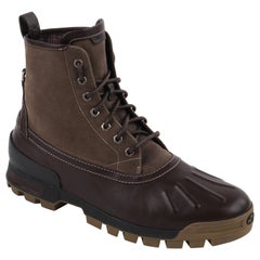 GUCCI A/W 2011 "Duck Boot" Brown Canvas & Leather Lace Up Combat Work Boots