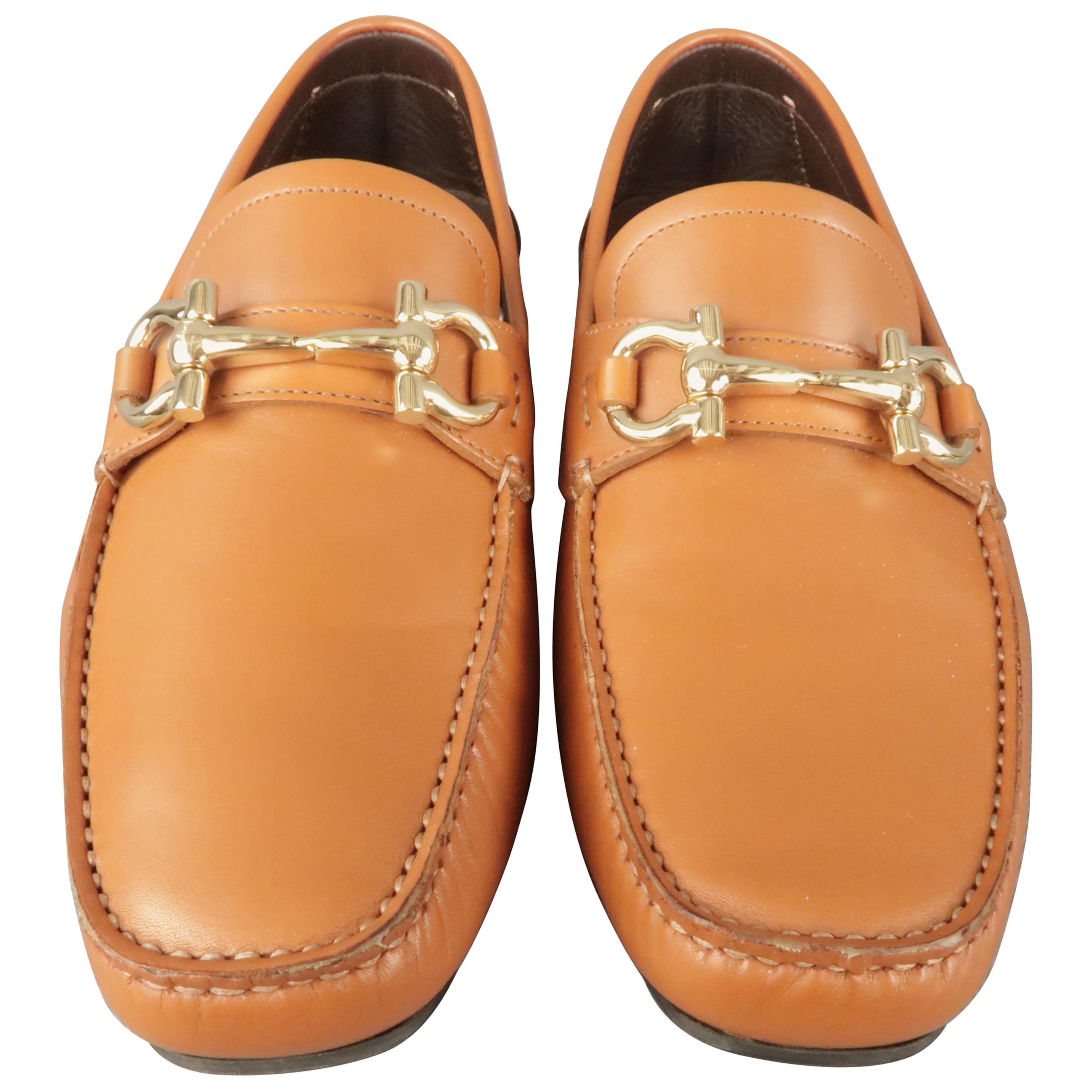 Tan ferragamo loafers sale