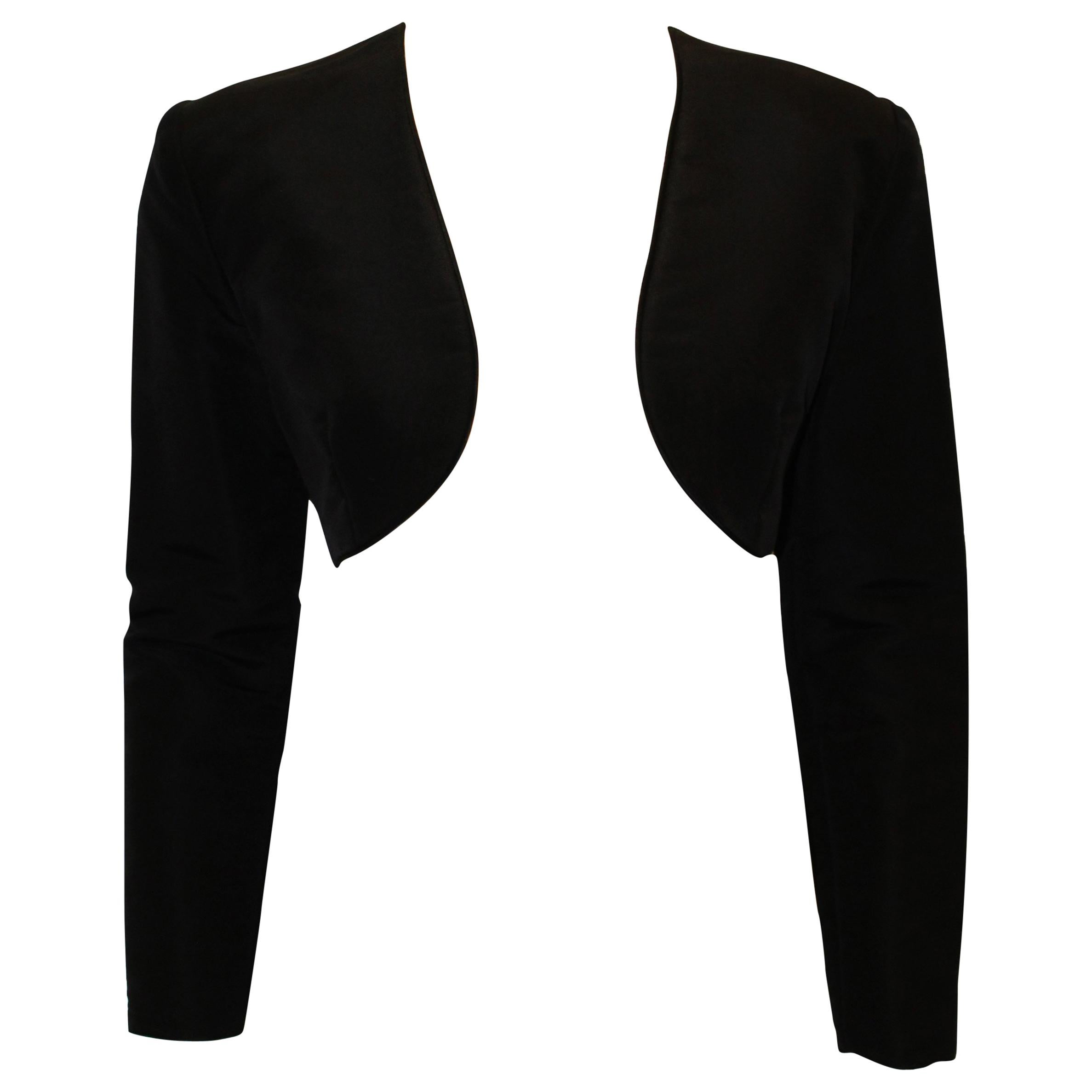 Oscar de la Renta Black Bolero Silk Jacket For Sale