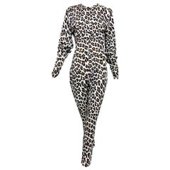 Vintage Norma Kamali leopard print cat suit 1980s