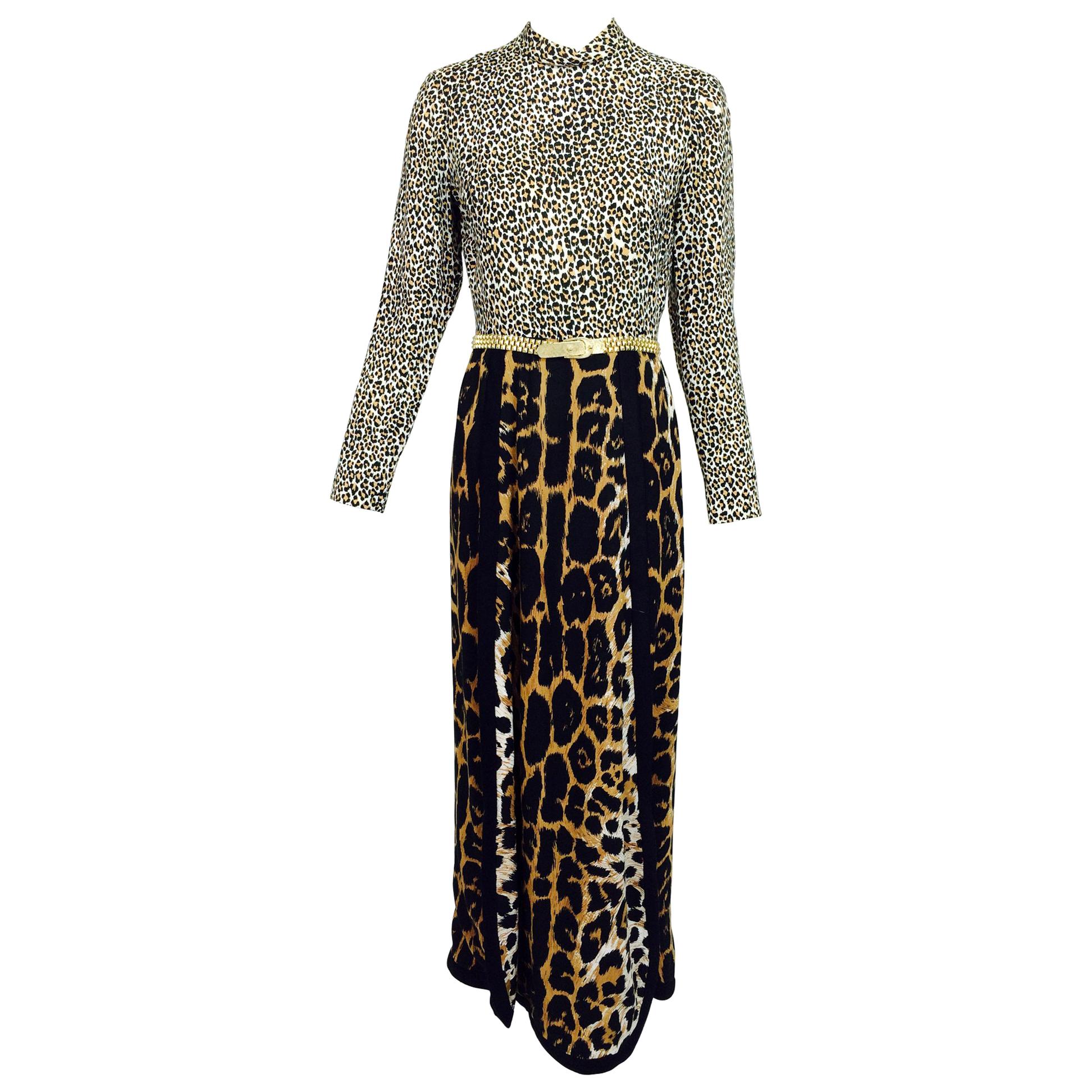 Martha Palm Beach Leopard Print Maxi dress 1970s