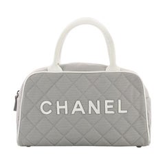 Chanel Vintage Logo Bowler Bag Quilted Canvas Medium