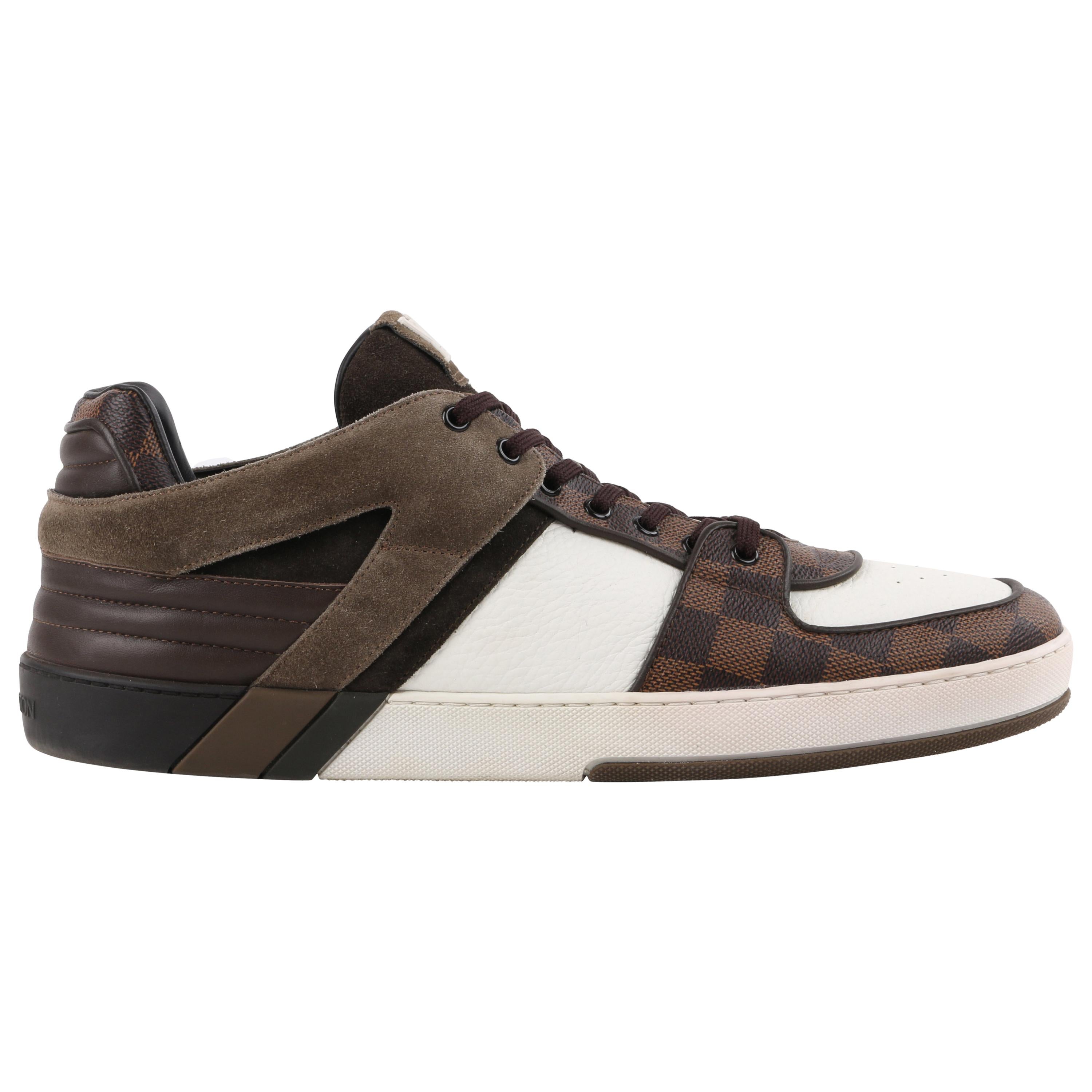 LOUIS VUITTON S/S 2012 "Ace" Brown Damier Canvas & Leather Low Top Sneaker