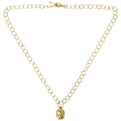 Cathy Waterman 22K Yellow Gold 18" Lacy Chain Necklace W/ Classic Child Charm
