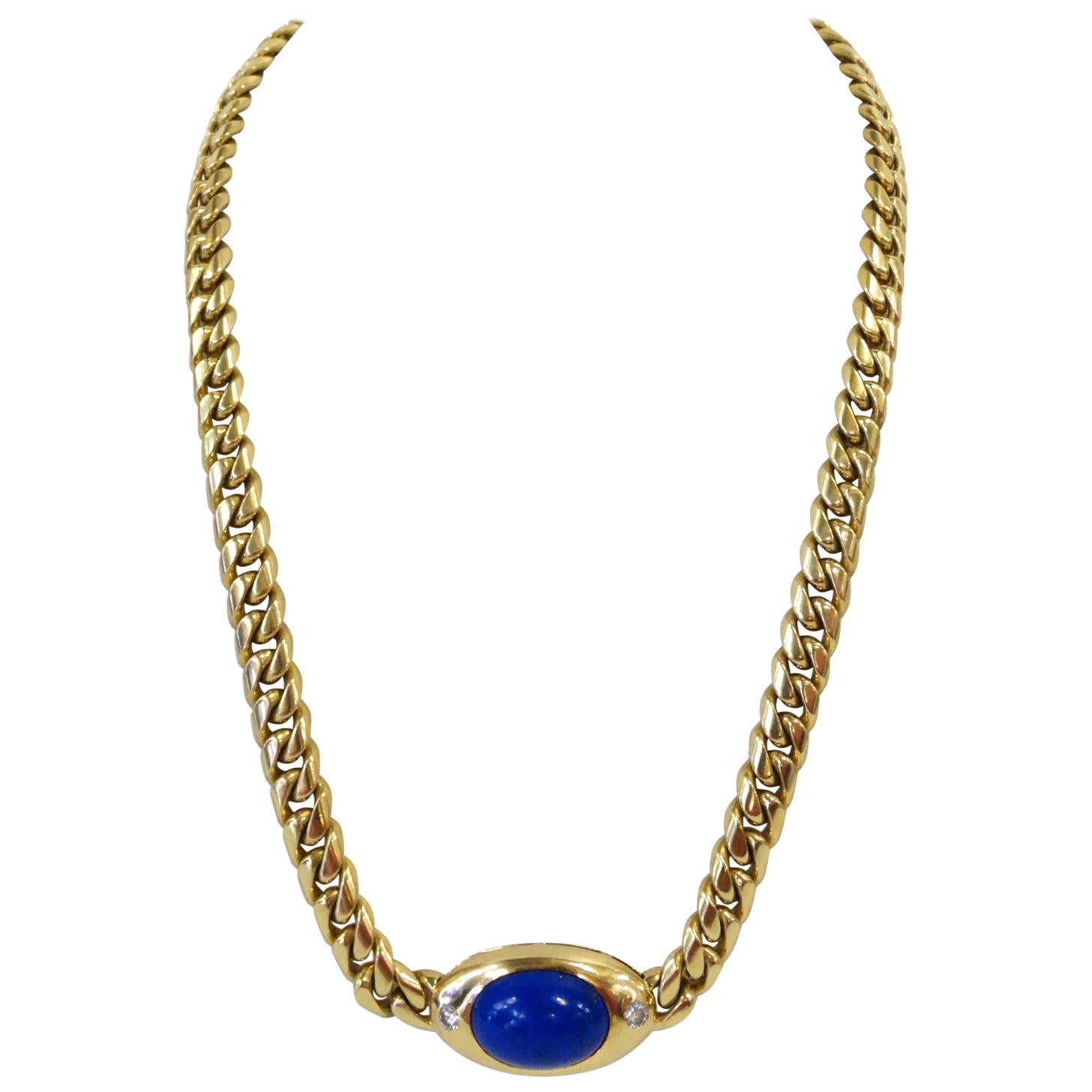  Bulgari 18K Gold & Lapis Lazuli Collar Necklace 