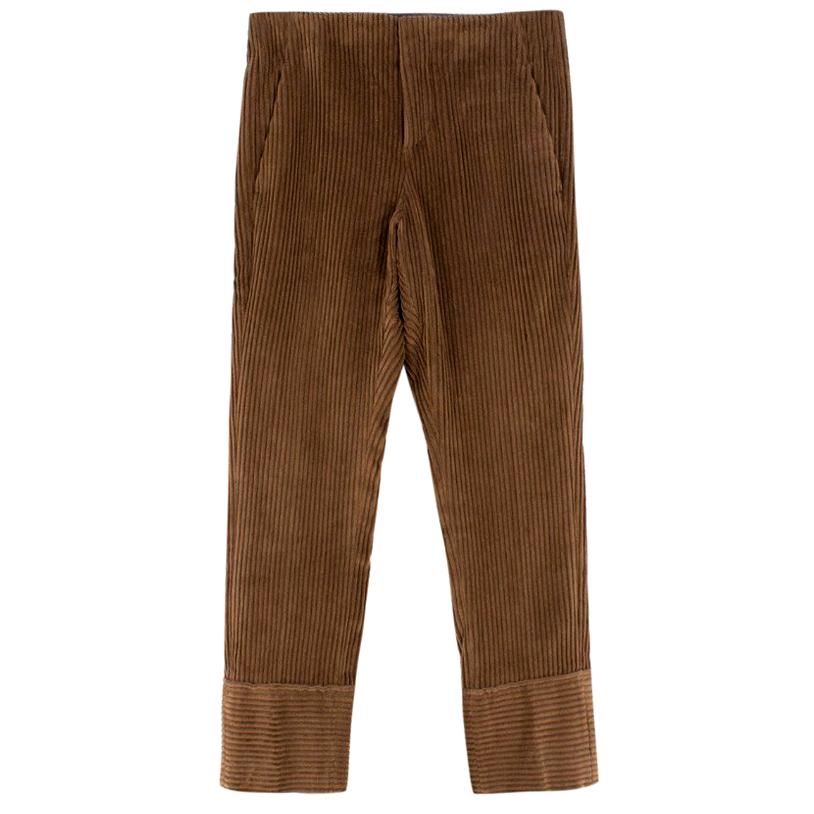 Brunello Cucinelli Cropped Brown Corduroy Cropped Pants US 0-2 For Sale