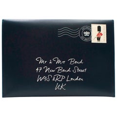 Delvaux Navy Mr & Mrs Bond Envelope Clutch