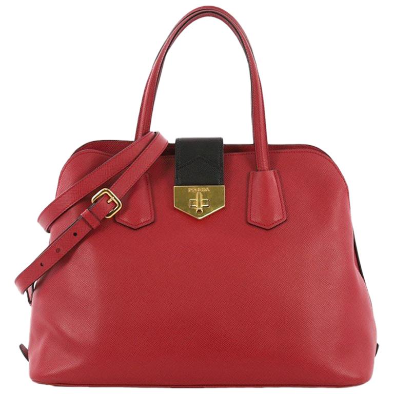 Prada Convertible Turnlock Flap Promenade Handbag Saffiano Leather ...