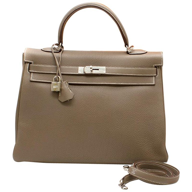 Hermes Kelly 35cm Etoupe Togo leather bag For Sale at 1stdibs