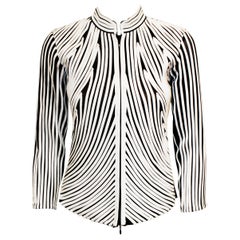 Alexandra Rosati White Cotton Applique on Black Sheer Jacket