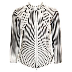 Alexandra Rosati White Cotton Applique on Black  Sheer Jacket 