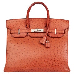 2000 Hermès Tangerine Ostrich Leather Birkin 32cm HAC