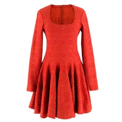 Alaia Red Metallic Knit Skater Dress US 10