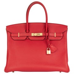 2012 Hermes Rouge Casaque Togo Leather Birkin 35cm