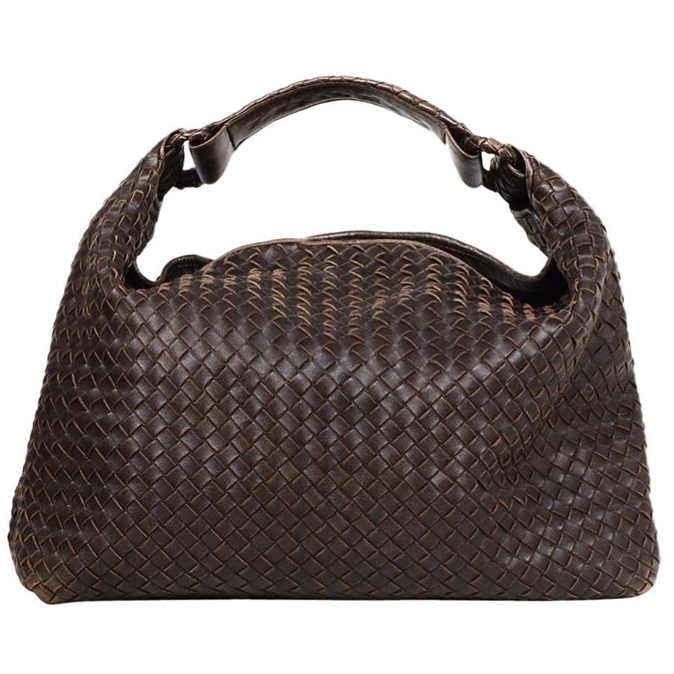 Bottega Veneta Brown Leather Woven Hobo Bag For Sale at 1stDibs