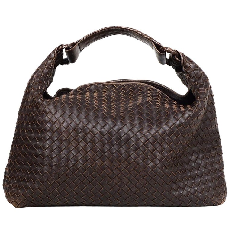 Bottega Brown Leather Woven Hobo Bag For Sale at 1stDibs