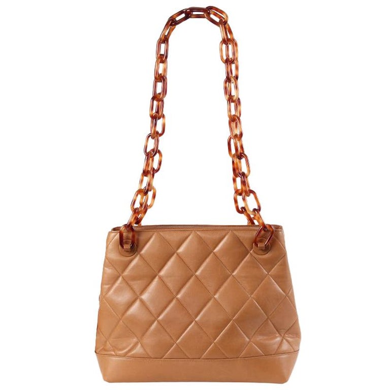 Chanel Vintage Brown Quilted Calfskin Leather Shoulder Bag